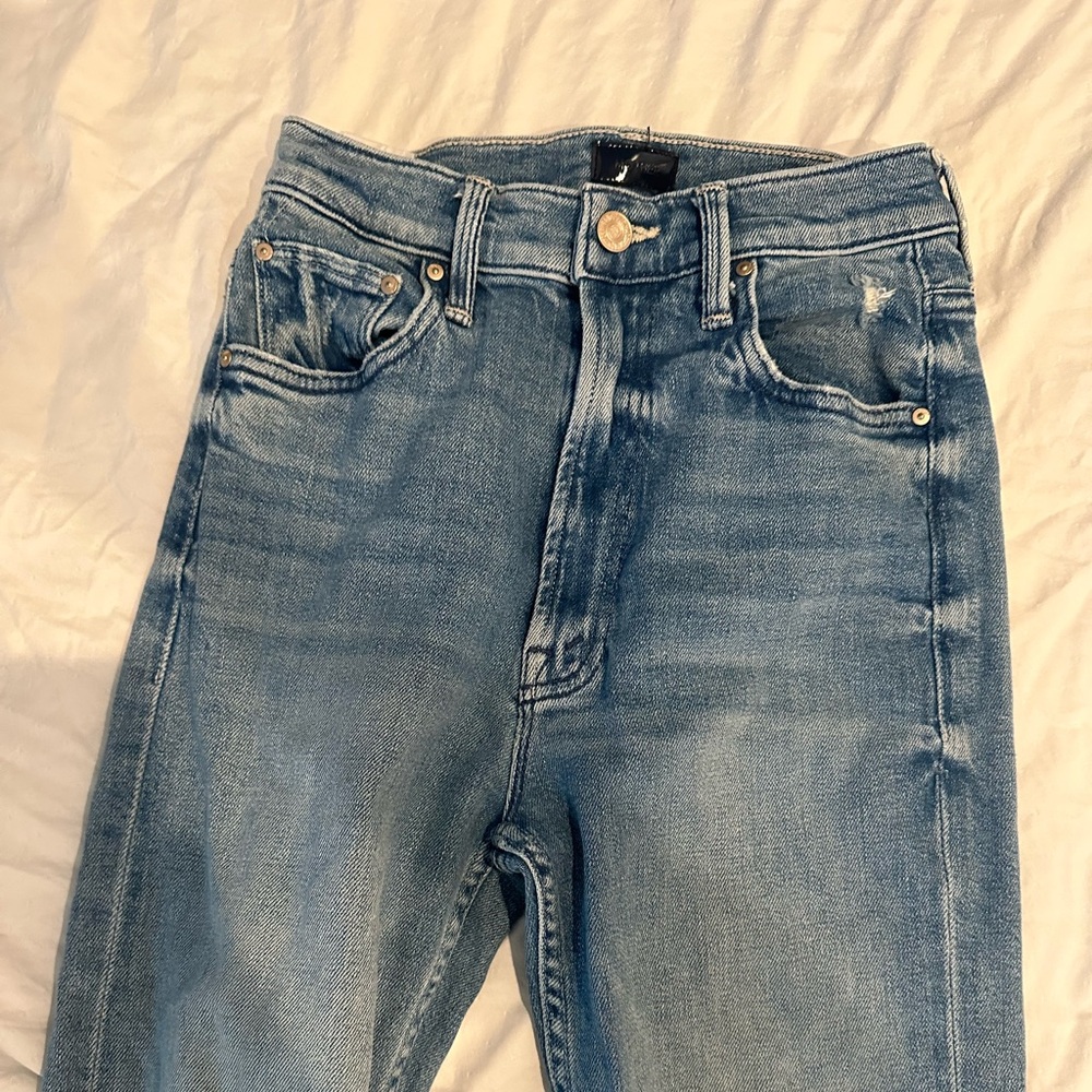 Mother “High Waisted Rider Ankle Fray” Jeans